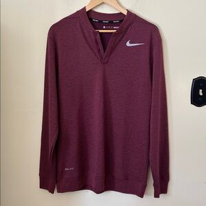 Nike Tiger Woods Collection Burgundy Long Sleeve Golf Shirt Size M